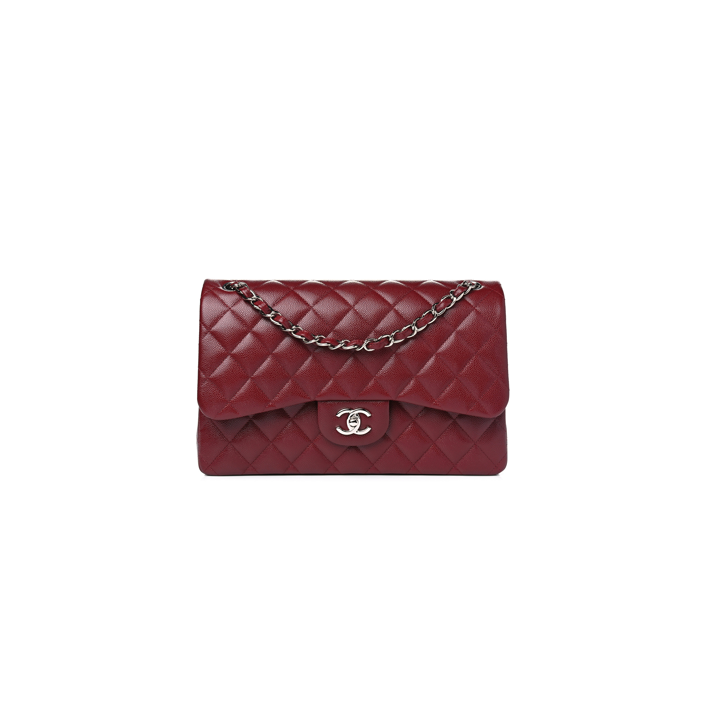 CHANEL MEDIUM CAVIAR QUILTED FLAP BURGUNDY (25.5*15.5*6.5cm)